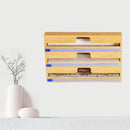 Bamboo Food Wrap Dispenser Cutter Foil Cling Film Storage Holder Box Kitchen Au - L