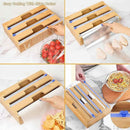 Bamboo Food Wrap Dispenser Cutter Foil Cling Film Storage Holder Box Kitchen Au - L