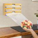 Bamboo Food Wrap Dispenser Cutter Foil Cling Film Storage Holder Box Kitchen Au - L
