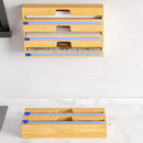 Bamboo Food Wrap Dispenser Cutter Foil Cling Film Storage Holder Box Kitchen Au - L