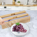 Bamboo Food Wrap Dispenser Cutter Foil Cling Film Storage Holder Box Kitchen Au - M