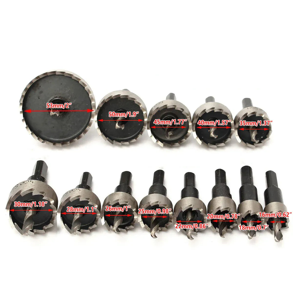 13pcs Hole Saw Set Metal Drill Bits 16-53mm Tungsten Steel Iron Plate Copper Cutter