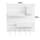 Wall Mounted Pegboard Storage Rack No Drill Organizer Tool Shelf Home Office - Black