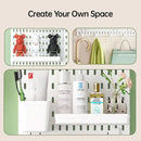 Wall Mounted Pegboard Storage Rack No Drill Organizer Tool Shelf Home Office - Black
