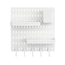 Wall Mounted Pegboard Storage Rack No Drill Organizer Tool Shelf Home Office - White