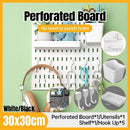 Wall Mounted Pegboard Storage Rack No Drill Organizer Tool Shelf Home Office - White