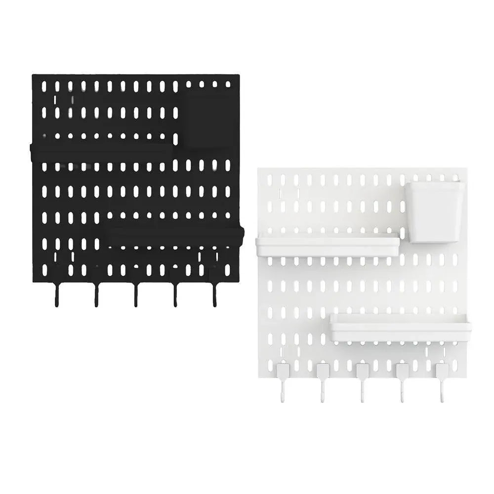 Wall Mounted Pegboard Storage Rack No Drill Organizer Tool Shelf Home Office - White
