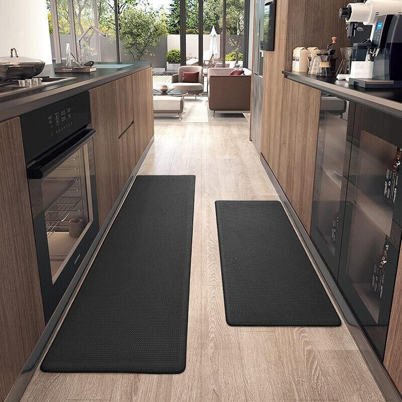 44x150cm Non-Slip Waterproof Kitchen Door Mat Floor Rug Carpet Anti-Oil Easy Clean - Grey
