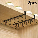 2-Piece Black Under-Shelf Cup Holder Rack Set