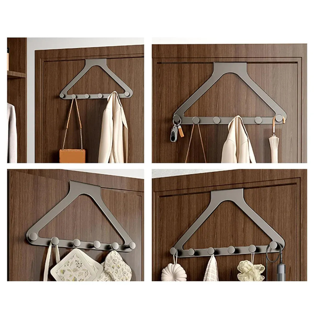 Door Hanger Hook Rack Over The Door Organizer with 6 Hooks for Coat Jacket Bag