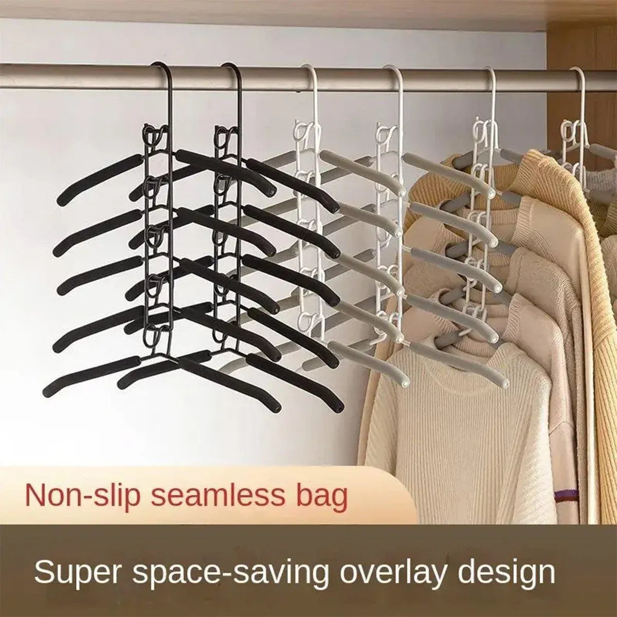 Space saving Multi layer Folding Hanger Hook Closet Organizer Clothes Rack - White