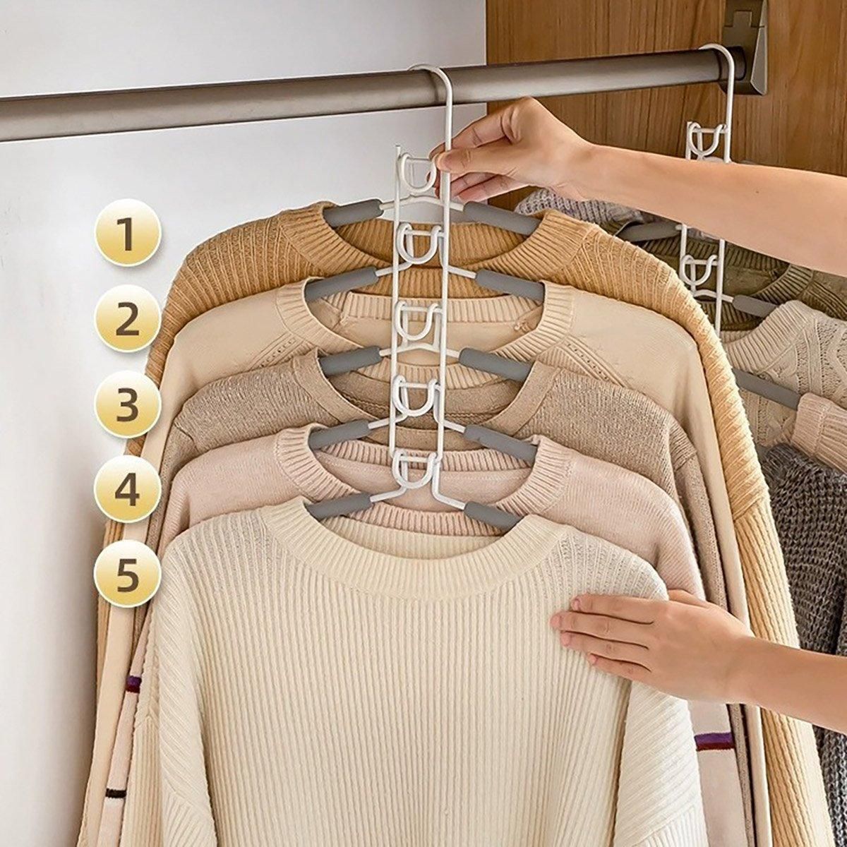 Space saving Multi layer Folding Hanger Hook Closet Organizer Clothes Rack - White