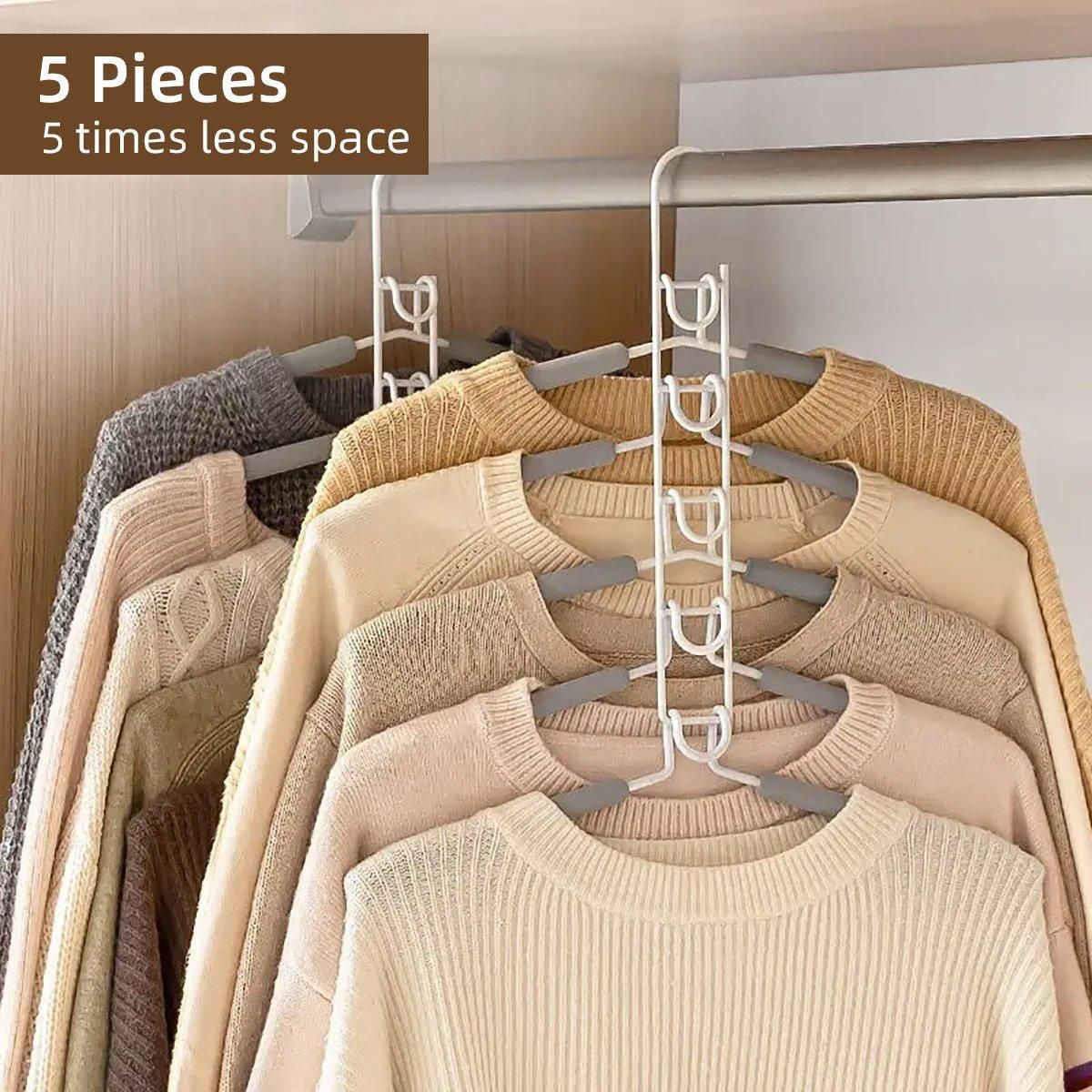 Space saving Multi layer Folding Hanger Hook Closet Organizer Clothes Rack - White