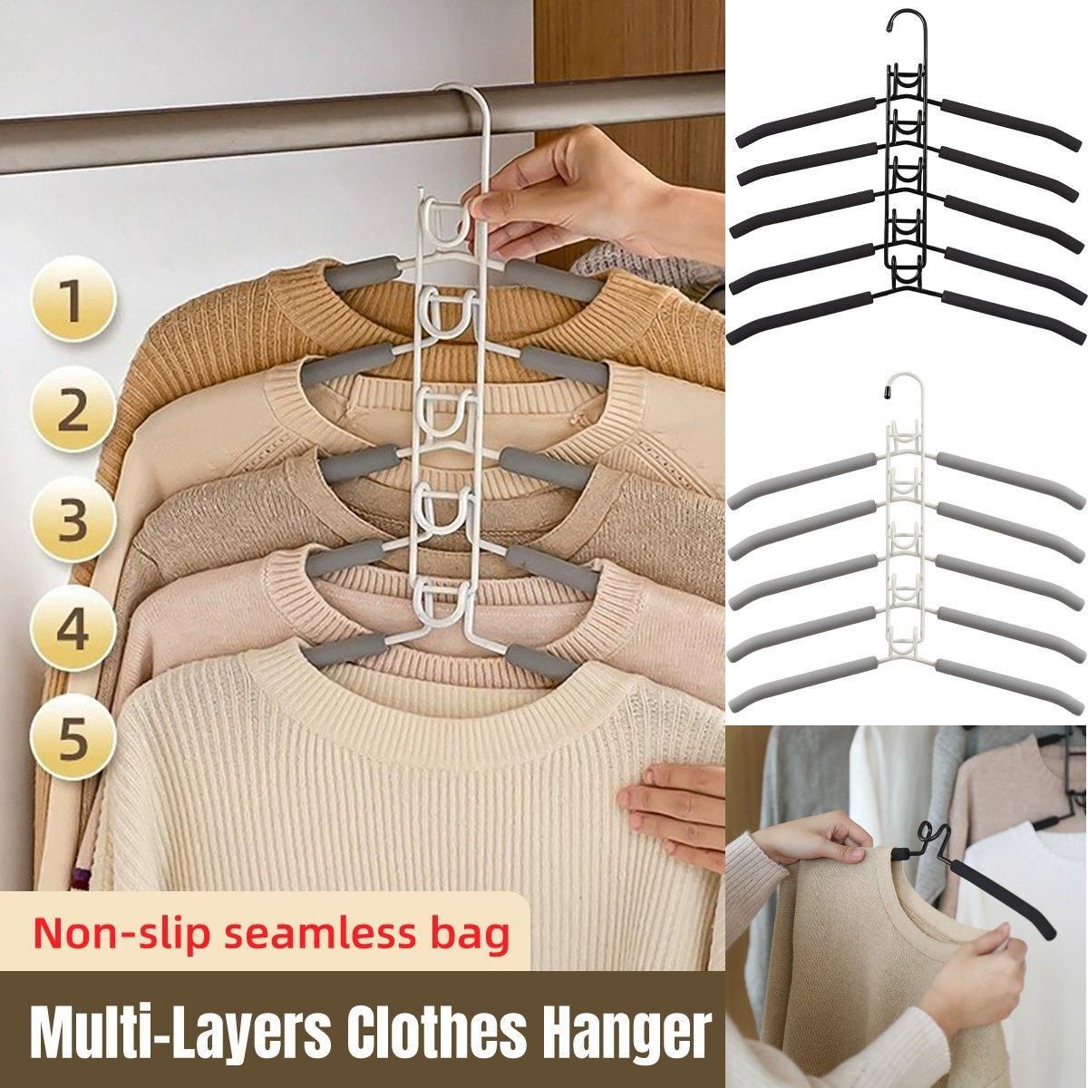 Space saving Multi layer Folding Hanger Hook Closet Organizer Clothes Rack - White