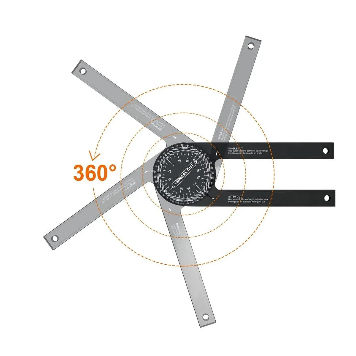 360 Degree Woodworking Protractor Angle Finder Positioning Tool Horizontal Gauge