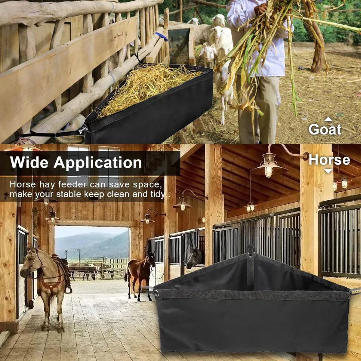 Horse Hay Feeder Bag Triangular Dry Straw Feeding Bag For Stable Farm Livestock