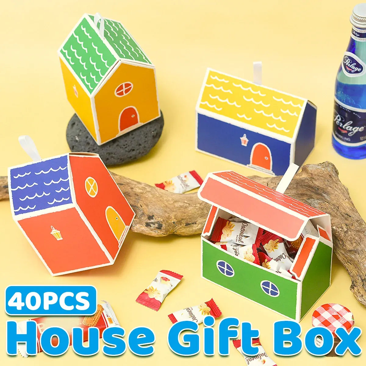 40PCS Colorful Small House Gift Boxes Candy Packing Party Favors Treat Box