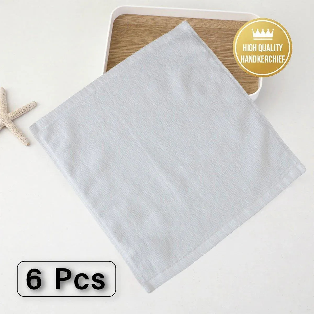 6PCS Hotel Cotton Face Towel White Soft Square Cloth Beauty Salon KTV Thick Wash - 32x32cm-Pearl satin-60g
