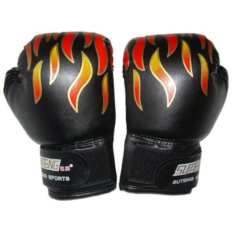 Boxing Sparring Training Gloves MMA Kickboxing Punching Gloves for Practice Sessions - Black[Flame Pattern]