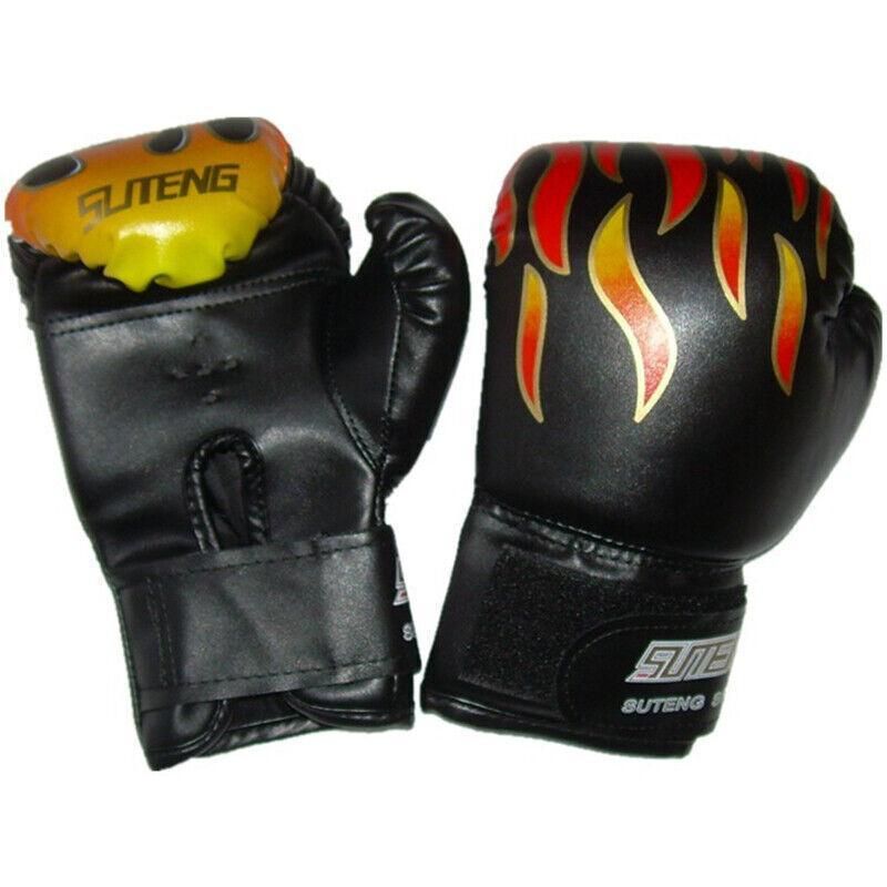 Boxing Sparring Training Gloves MMA Kickboxing Punching Gloves for Practice Sessions - Black[Flame Pattern]