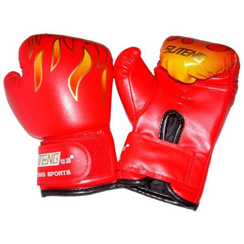 Boxing Sparring Training Gloves MMA Kickboxing Punching Gloves for Practice Sessions - Red [Flame Pattern]