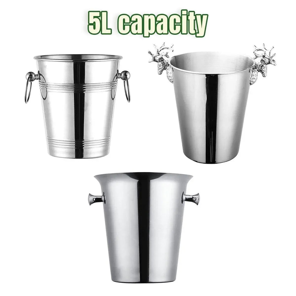 5L Stainless Steel Ice Bucket Champagne Wine Bucket Hotel Bar Ice Container - Moose