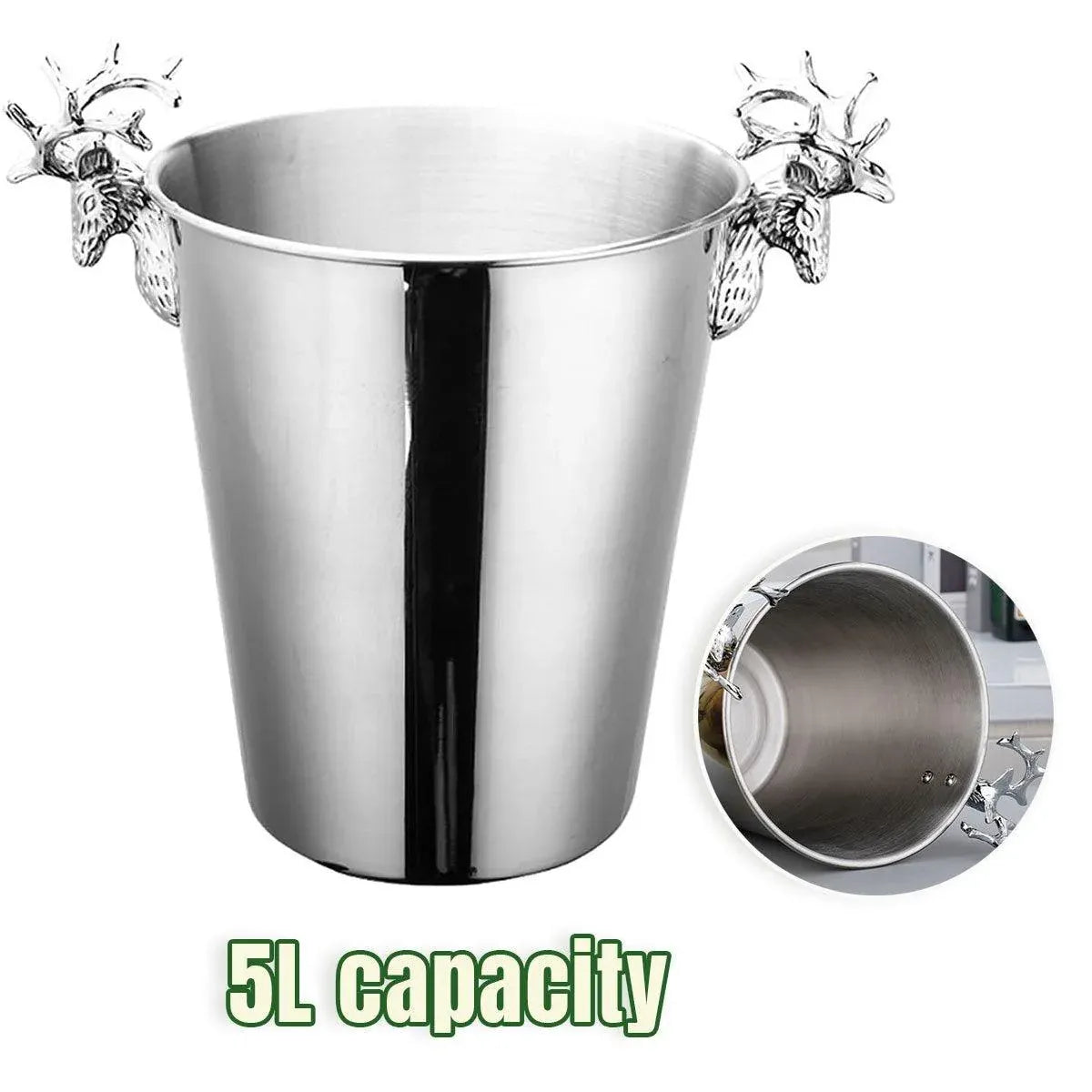 5L Stainless Steel Ice Bucket Champagne Wine Bucket Hotel Bar Ice Container - Moose