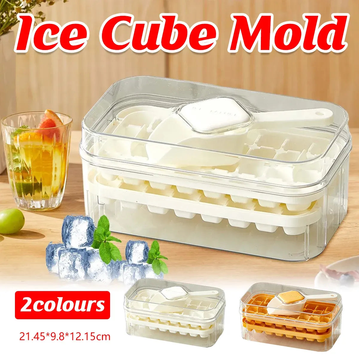 Large Capacity Press Ice Cube Tray Ice Mold for Party Bar Home Accessories - White