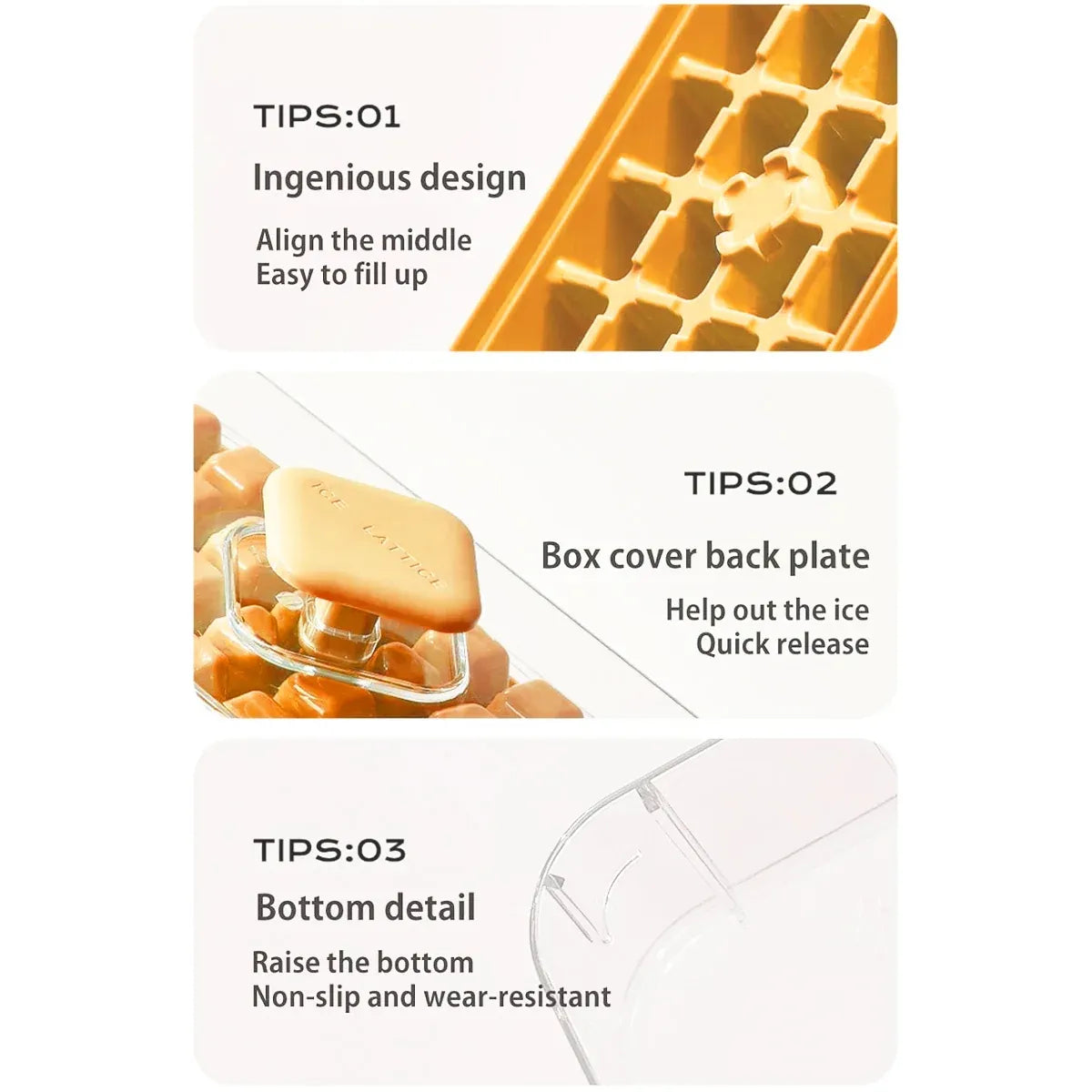 Large Capacity Press Ice Cube Tray Ice Mold for Party Bar Home Accessories - White