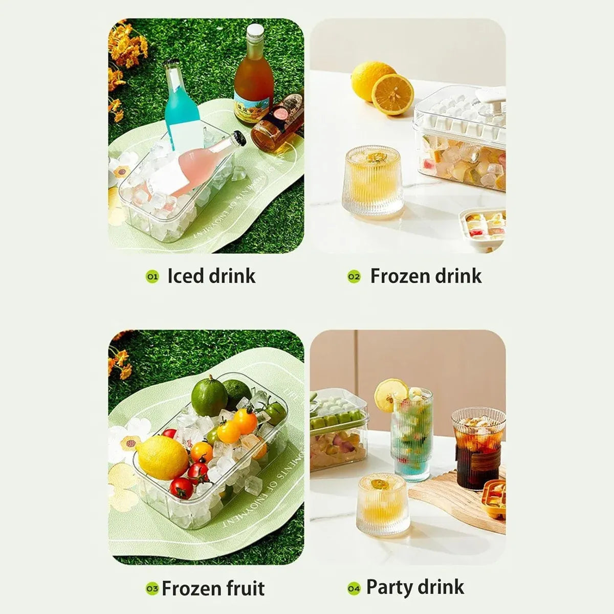Large Capacity Press Ice Cube Tray Ice Mold for Party Bar Home Accessories - White