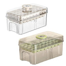 Large Capacity Food Grade Ice Cube Mold with Lid Household Ice Storage Box - Beige