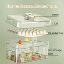 Large Capacity Food Grade Ice Cube Mold with Lid Household Ice Storage Box - Beige