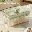 Large Capacity Food Grade Ice Cube Mold with Lid Household Ice Storage Box - Beige