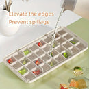 Large Capacity Food Grade Ice Cube Mold with Lid Household Ice Storage Box - Beige