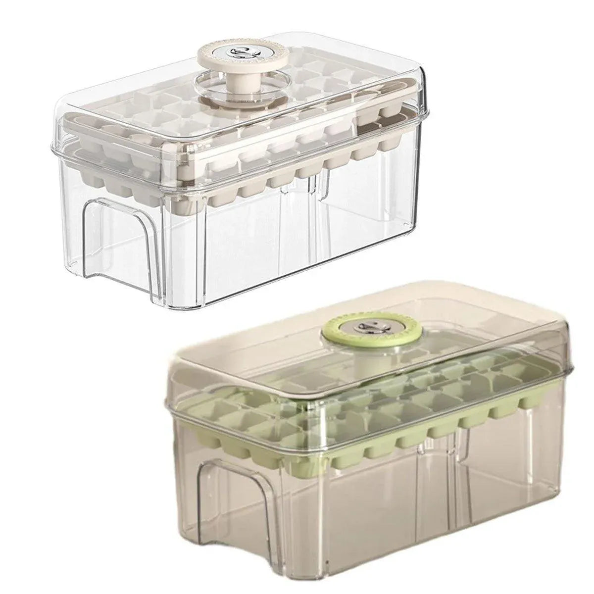 Large Capacity Food Grade Ice Cube Mold with Lid Household Ice Storage Box - Green