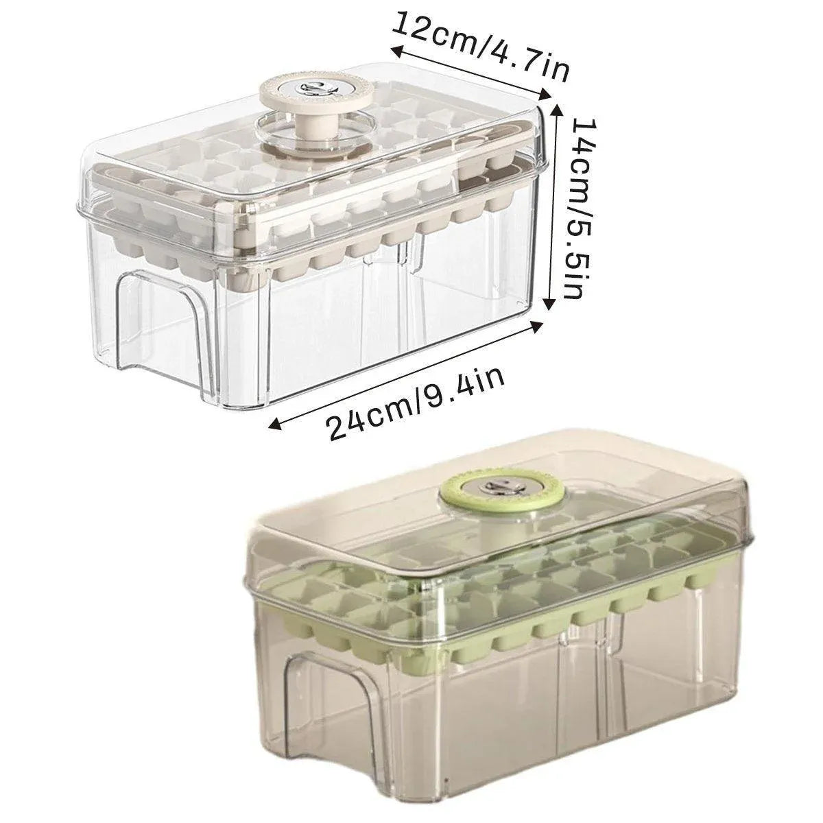 Large Capacity Food Grade Ice Cube Mold with Lid Household Ice Storage Box - Green