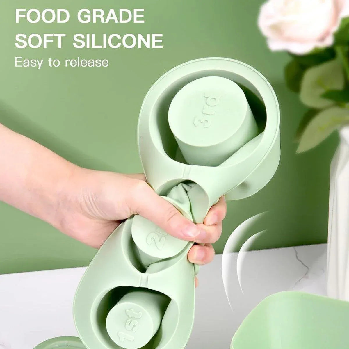 Silicone Ice Cube Tray for 20oz 30oz 40oz Tumbler Easy Release Reusable Mold - Green