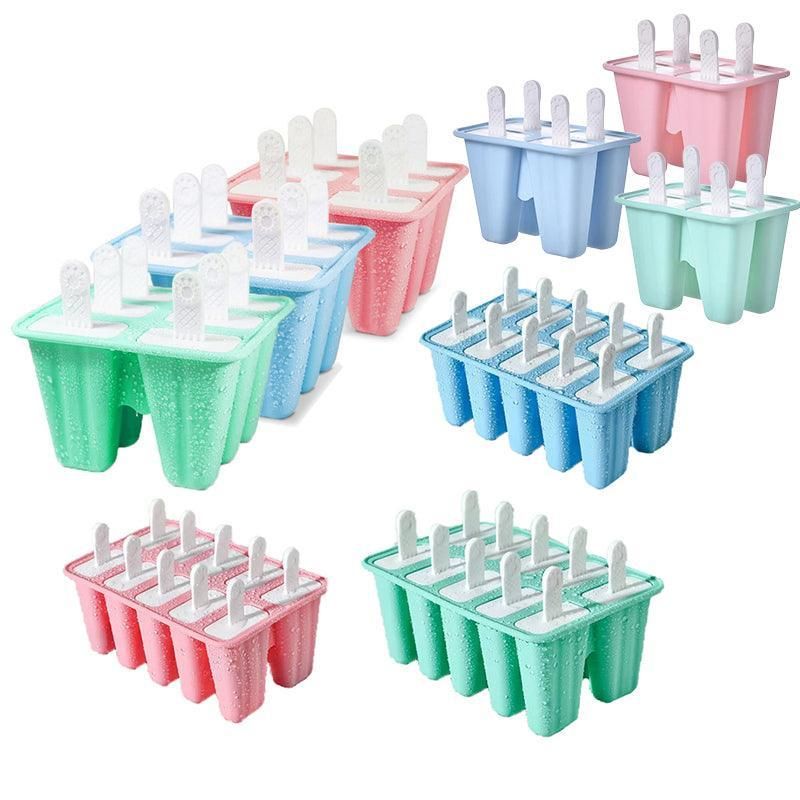 Silicone Ice Cream Mould Block Frozen Molds Icy Pole Jelly Popsicle - Blue-6Grid