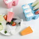 Silicone Ice Cream Mould Block Frozen Molds Icy Pole Jelly Popsicle - Blue-6Grid