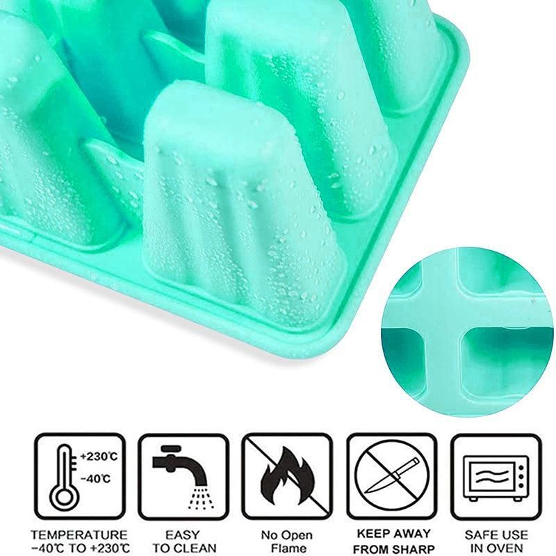 Silicone Ice Cream Mould Block Frozen Molds Icy Pole Jelly Popsicle - Blue-6Grid