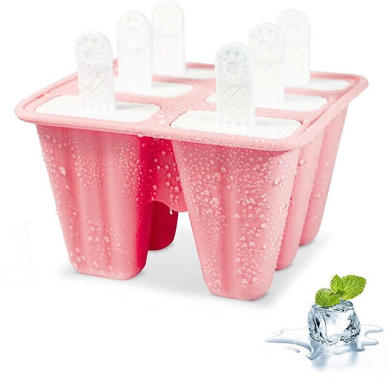 Silicone Ice Cream Mould Block Frozen Molds Icy Pole Jelly Popsicle - Blue-6Grid