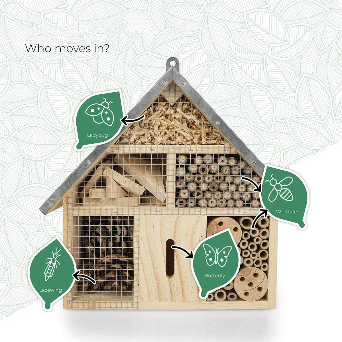 Wooden Insect House Garden Bee Bug Hotel Hanging Habitat Box
