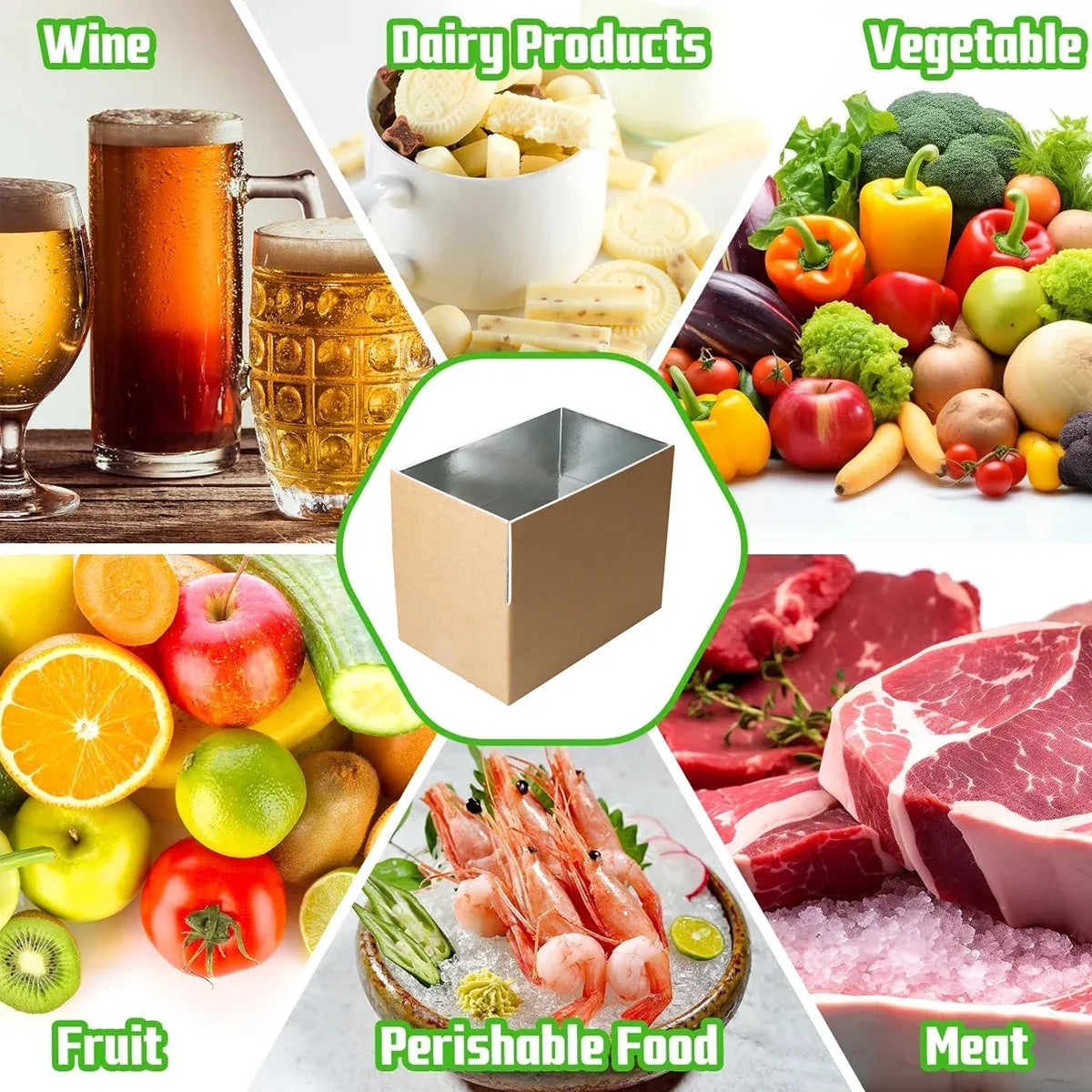 10pcs Insulated Carton Cold Chain Packaging Box Seafood Fresh Fruits Storage - 38.5x25x18.2cm