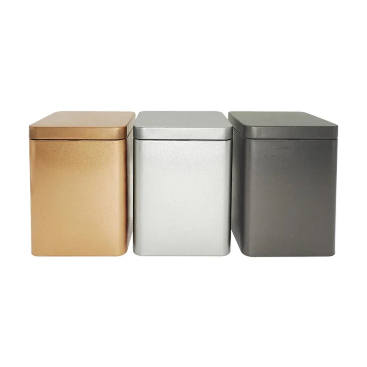 10PCS Tea Can Sealed Square Storage Box Solid Color Frosted Iron Container - Gold