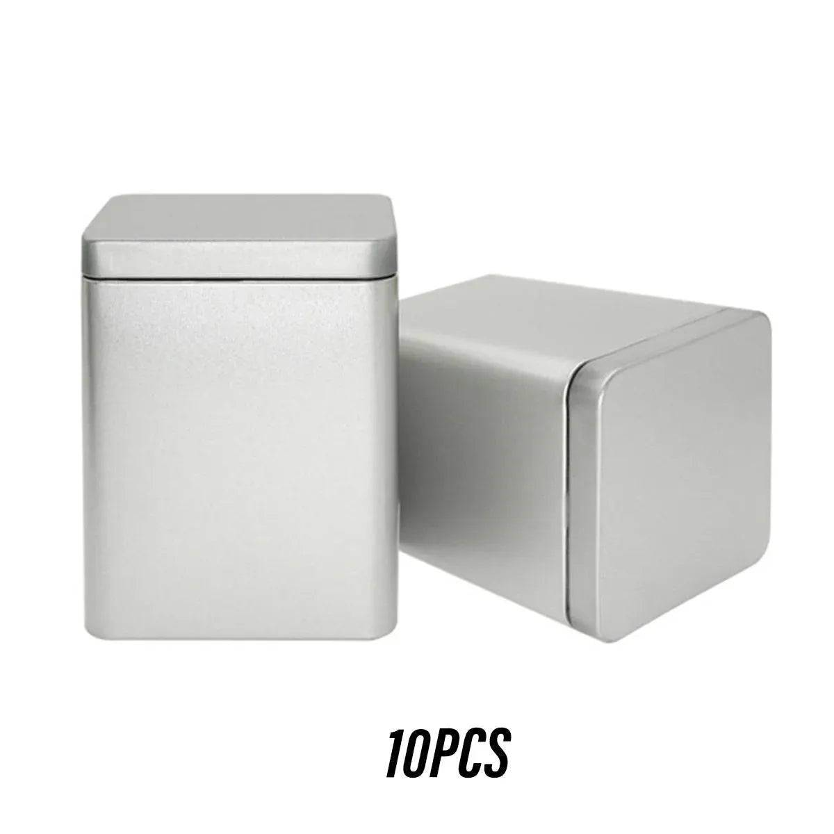 10PCS Tea Can Sealed Square Storage Box Solid Color Frosted Iron Container - Gold