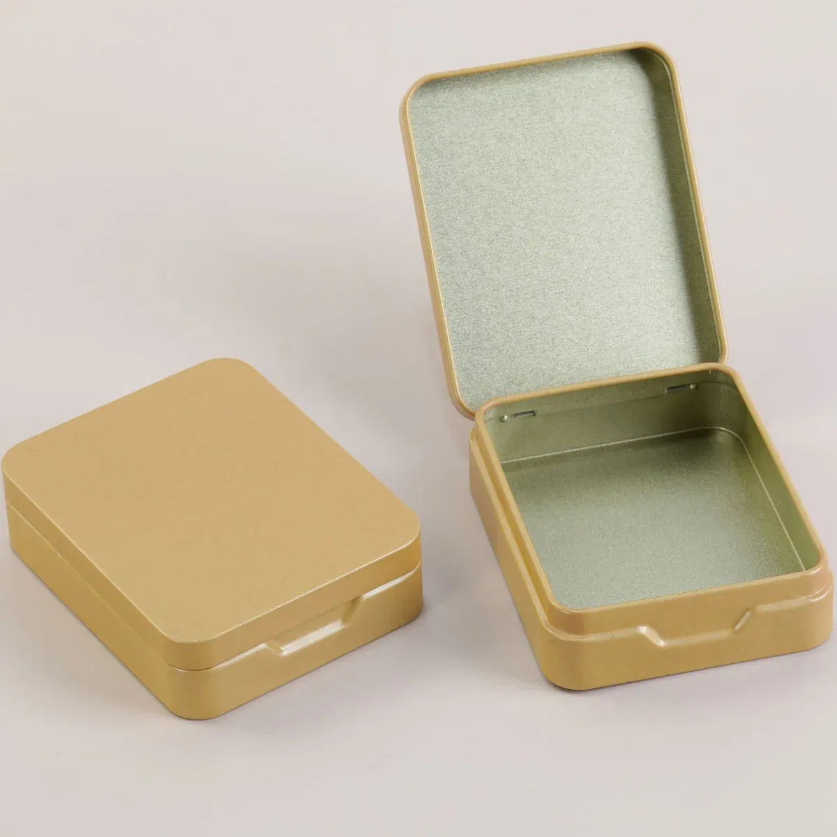 10Pcs Small Metal Storage Box Flip Top Case Portable Organiser Set - Gold