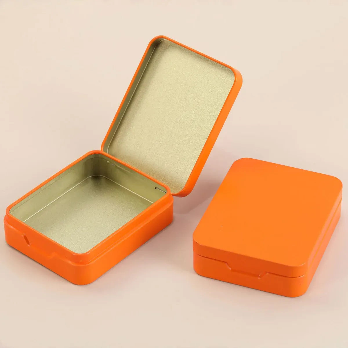 10Pcs Small Metal Storage Box Flip Top Case Portable Organiser Set - Gold