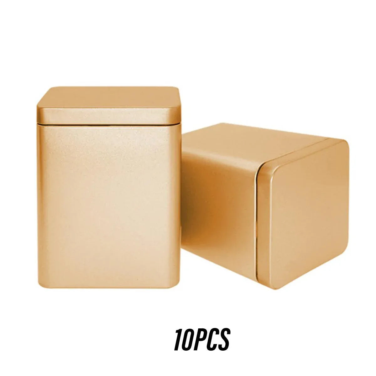 10PCS Tea Can Sealed Square Storage Box Solid Color Frosted Iron Container - Silver