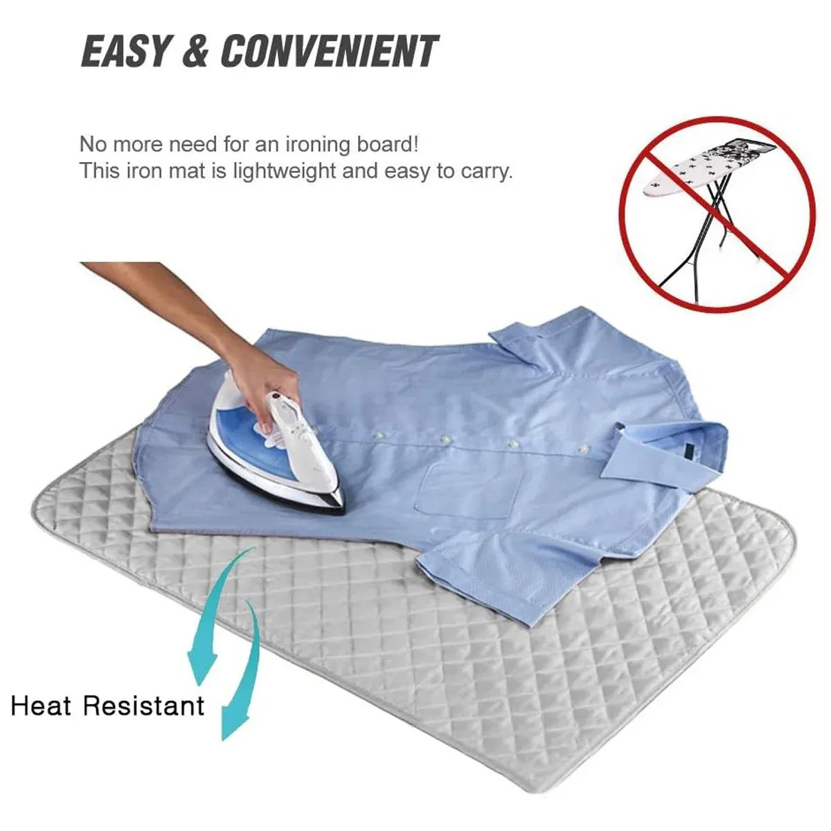 Household Portable Foldable Heat Resistant Ironing Board Mat Non Slip Easy Store
