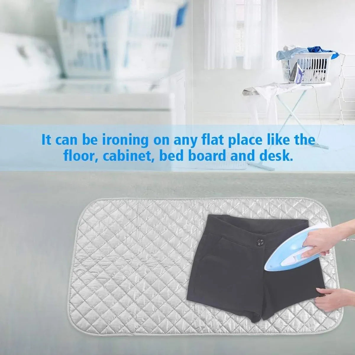 Household Portable Foldable Heat Resistant Ironing Board Mat Non Slip Easy Store